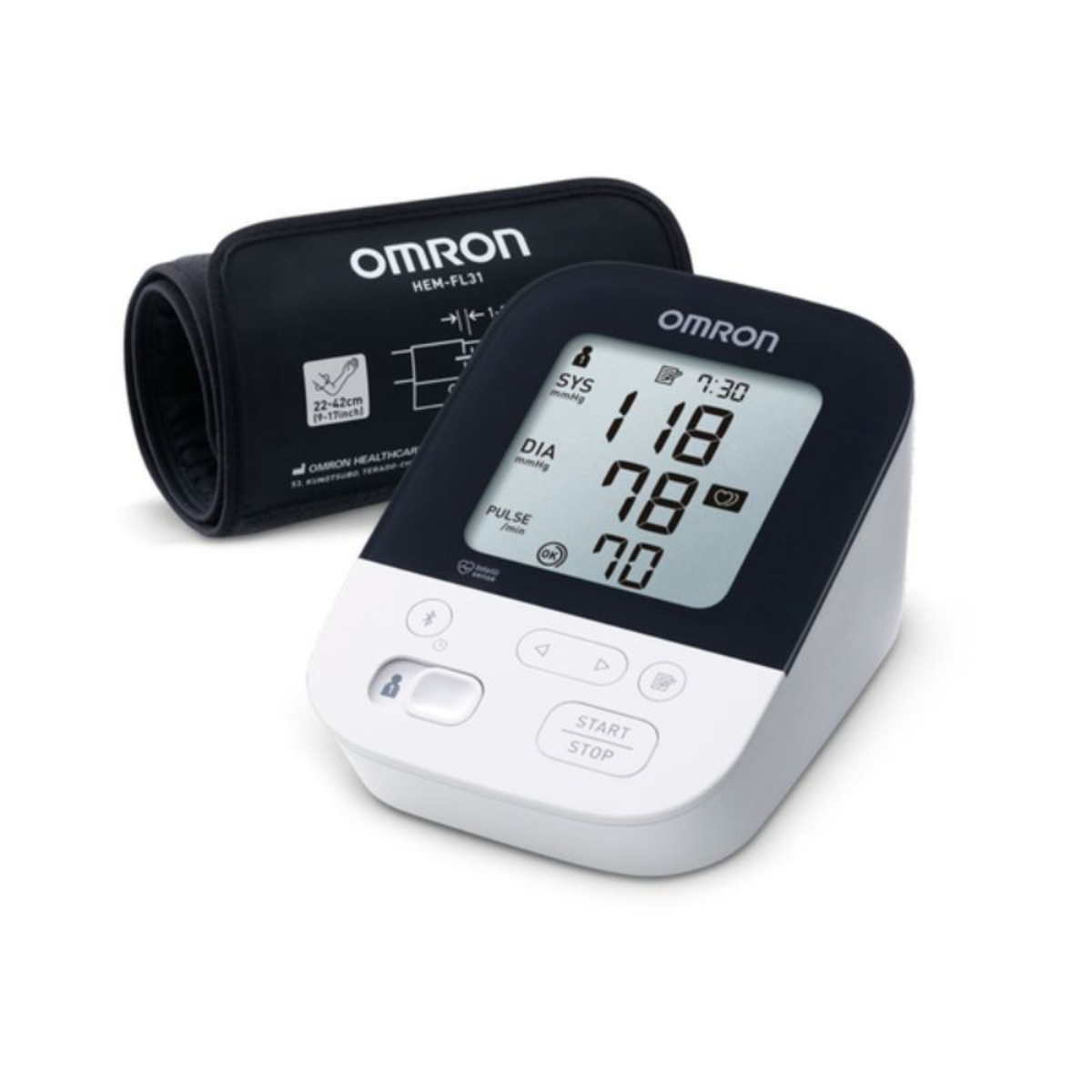 Omron M4 Intelli IT Upper Arm Blood Pressure Monitor, Black White, HEM-7155T-EBK