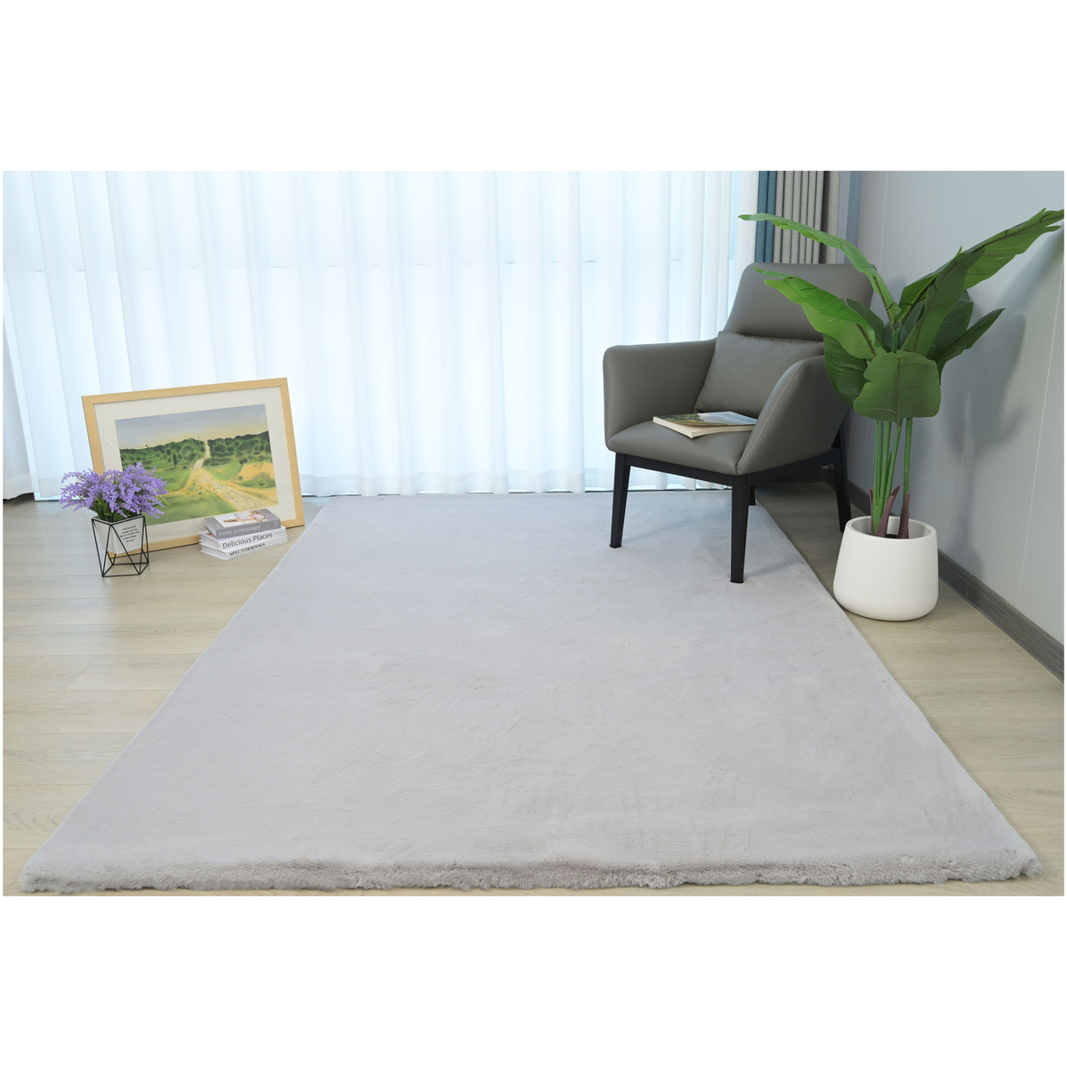 Maple Leaf Ultra Soft Silky Carpet 160x230cm Silver