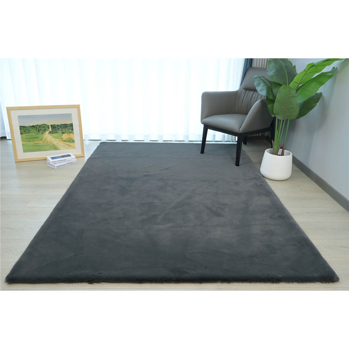 Maple Leaf Ultra Soft Silky Carpet 160x230cm Grey