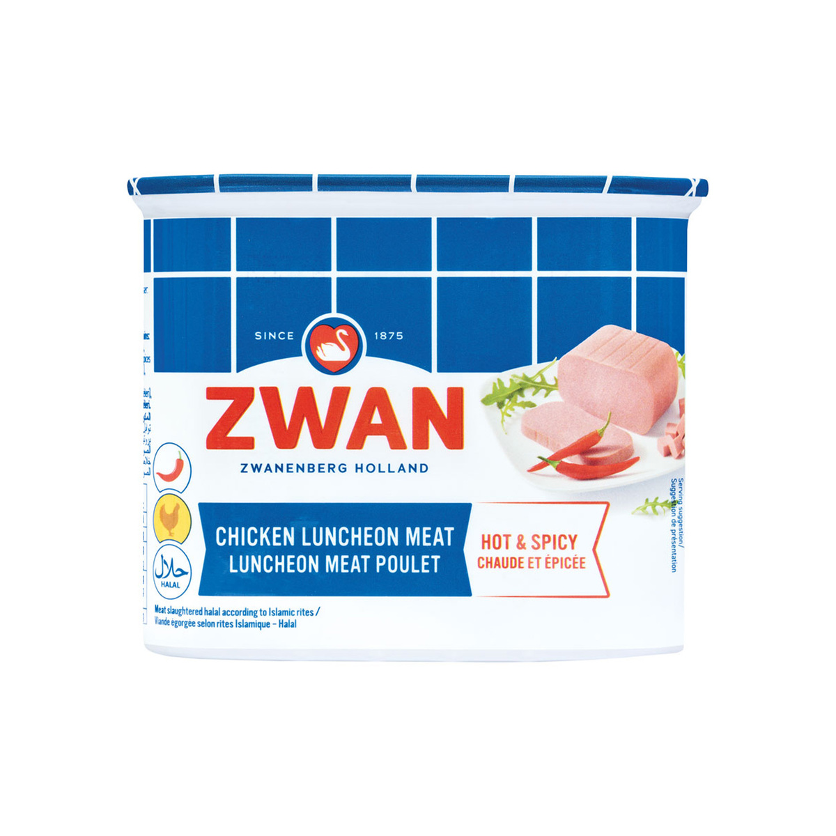Zwan Chicken Luncheon Meat Hot And Spicy 340g