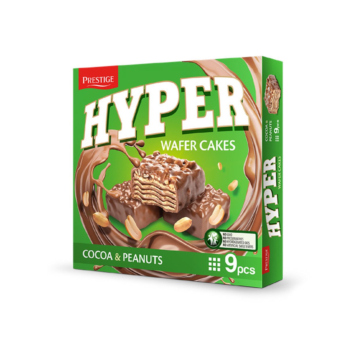 Prestige Hyper Cocoa & Peanuts Wafer Cakes 9 pcs