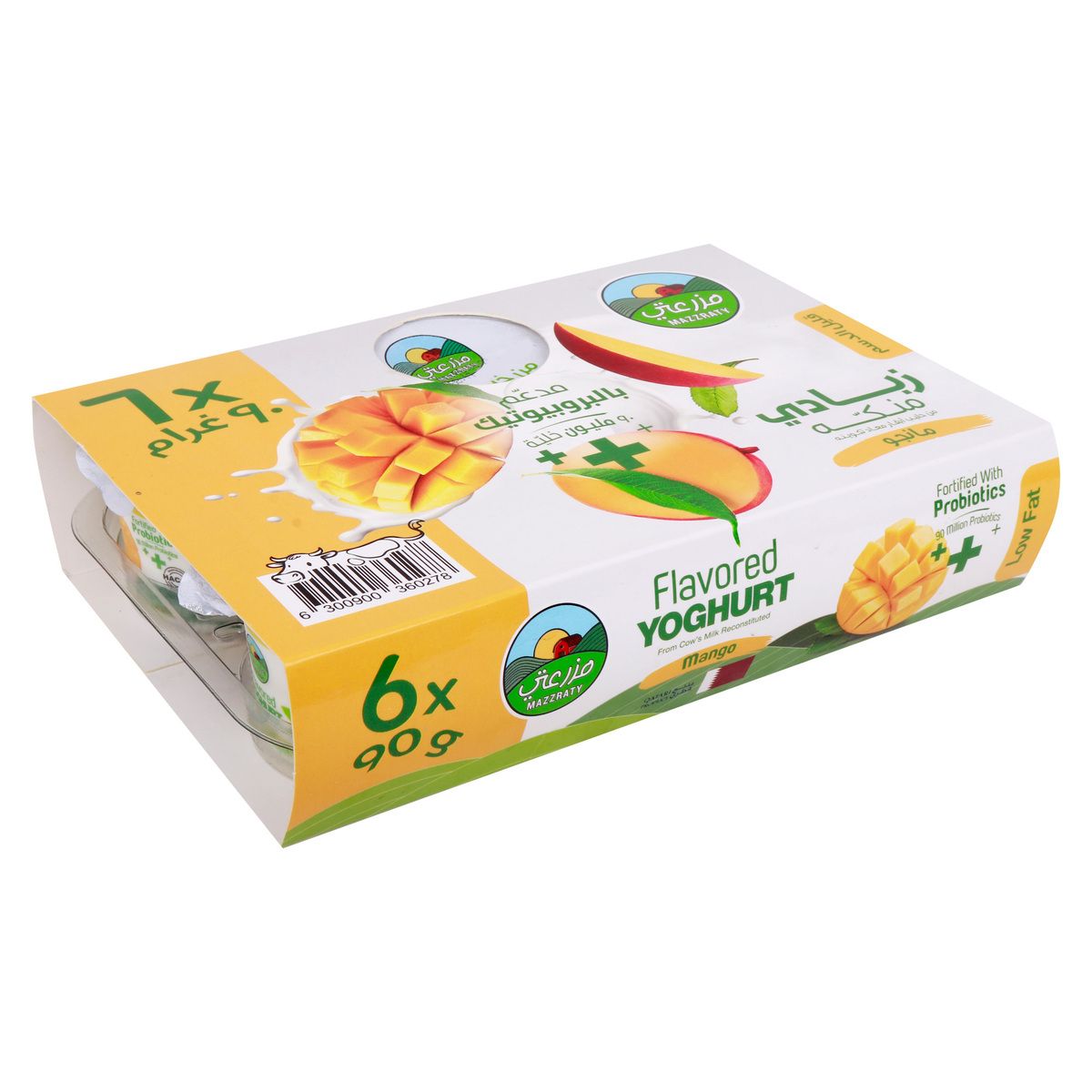 Mazzraty Probiotics Mango Flavoured Low Fat Yoghurt 6 x 90 g