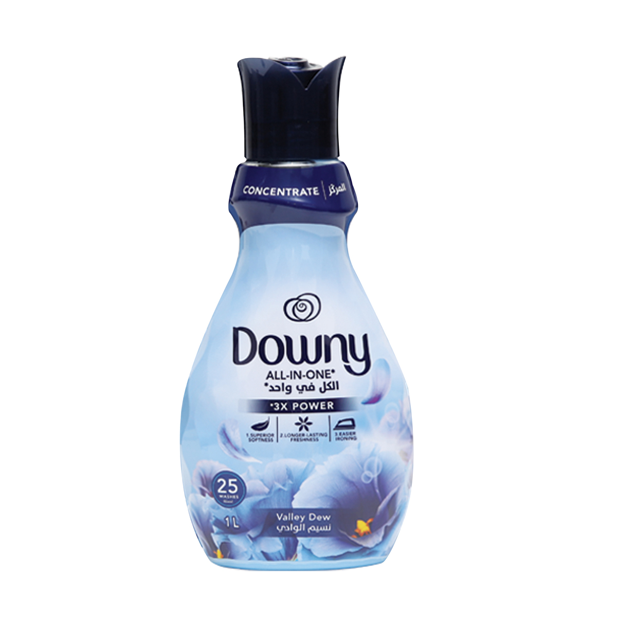 Downy Concentrate All-in-One Power Valley Dew Scent Fabric Softener 3 x 1 Litre