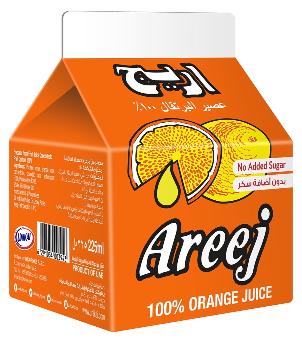 Areej Orange Juice 12 x  225 ml