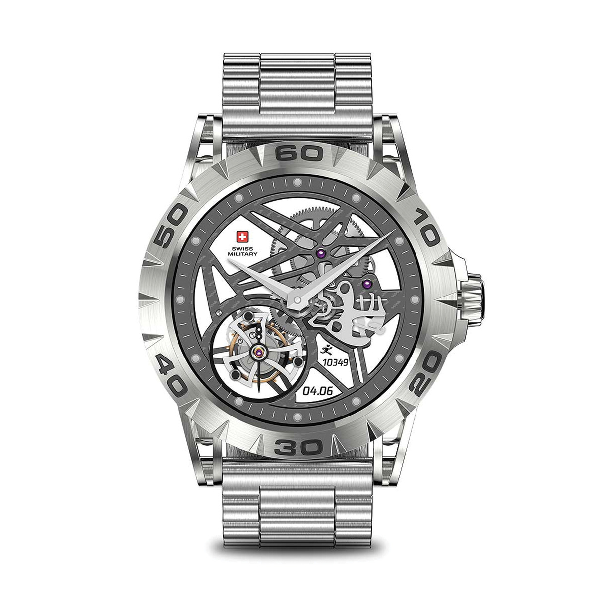 Swiss Military Smart Watch Metal Strap DOM2 Metal Silver