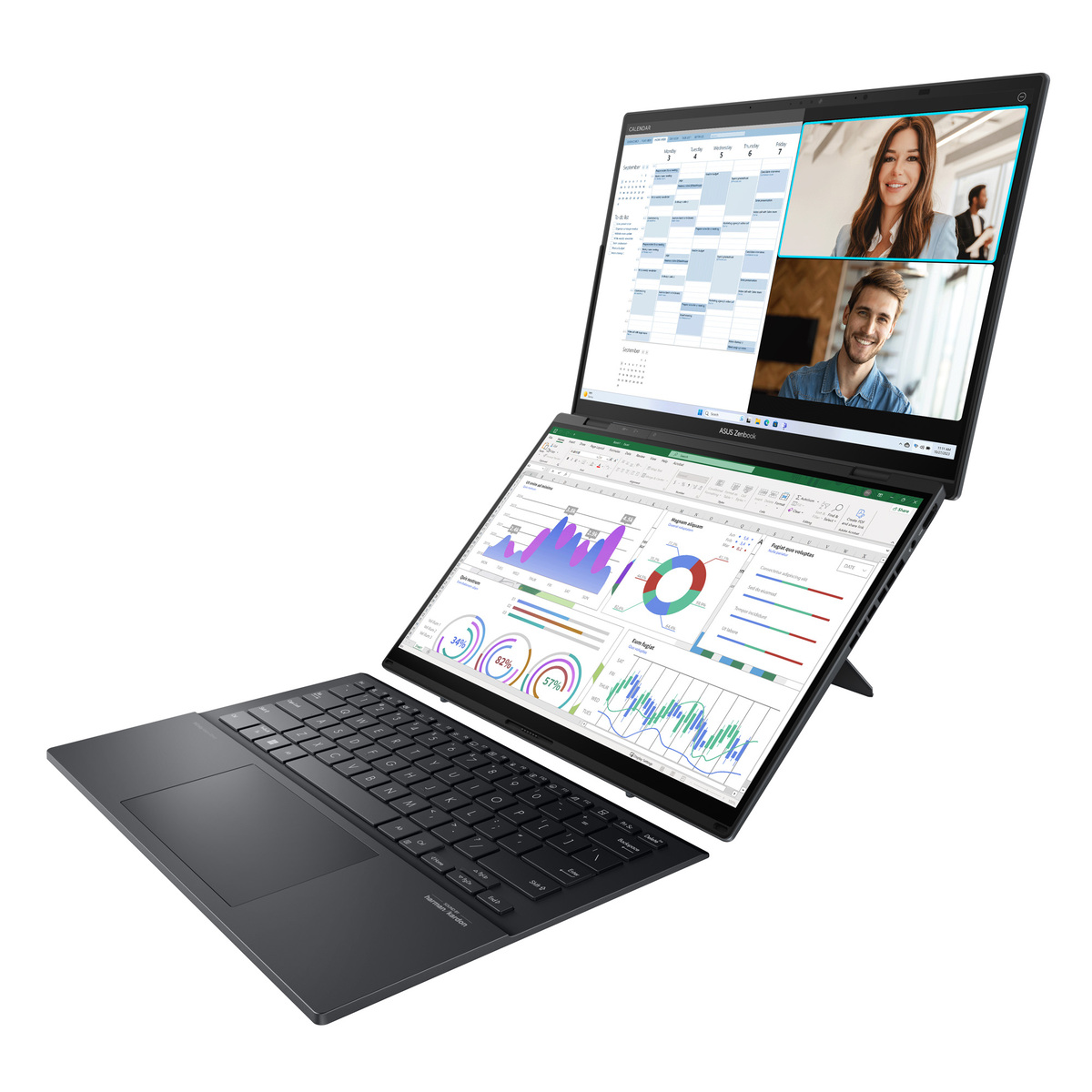 Asus Zenbook Duo 14" Laptop, OLED Display, Intel Core Ultra 7 Processor, 16 GB RAM, 1 TB SSD, Windows 11 Home, Inkwell Gray, UX8406MA-OLEDI7IG