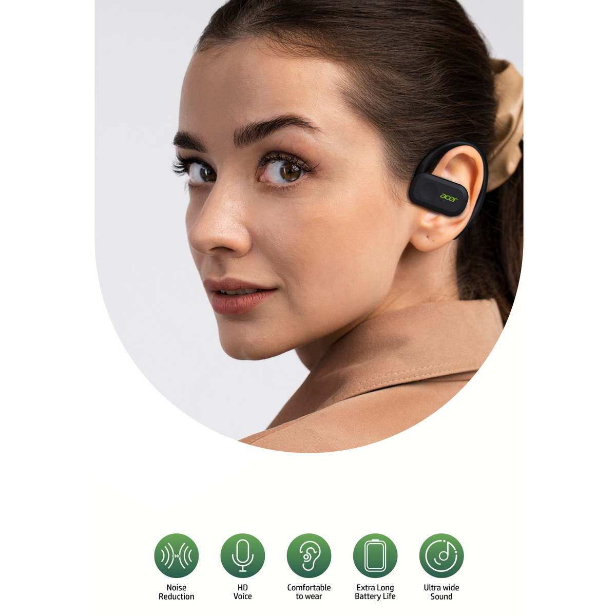 Acer ENC Open Ear Stereo Headphone, Black, OT ONE Pro