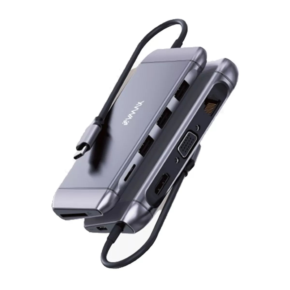 V-Max USB-C 9 in 1 Hub, Silver, VAH900