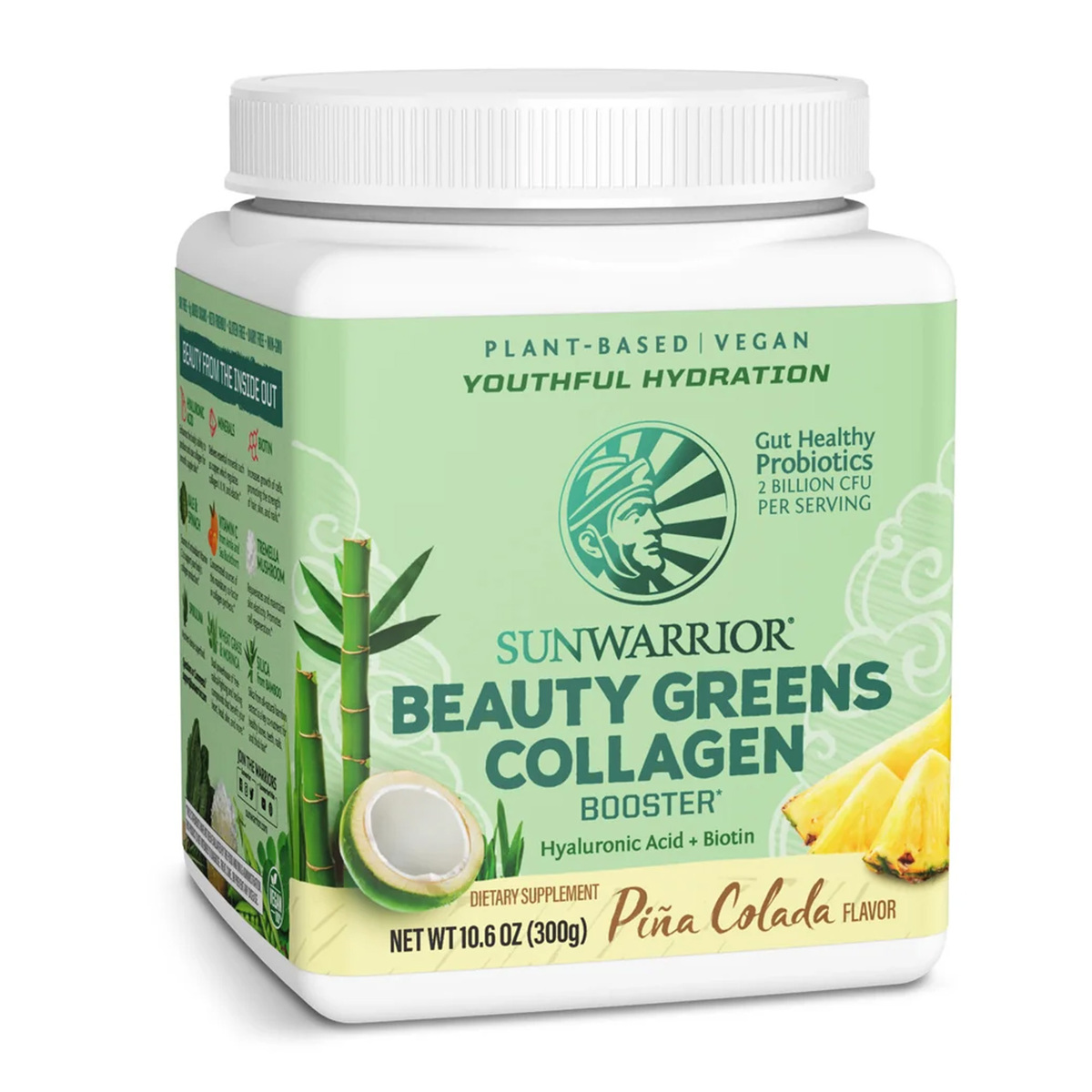 Sunwarrior Beauty Greens Pina Colada Flavor Collagen Booster, 300 g