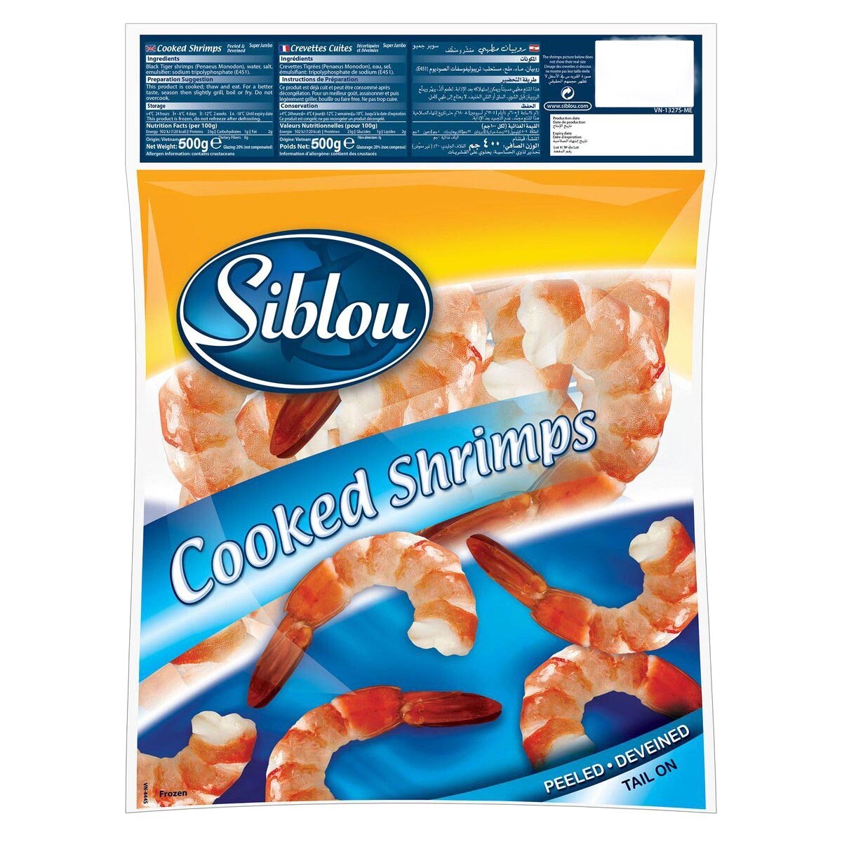 Siblou Super Jumbo Cooked Shrimps 500 g
