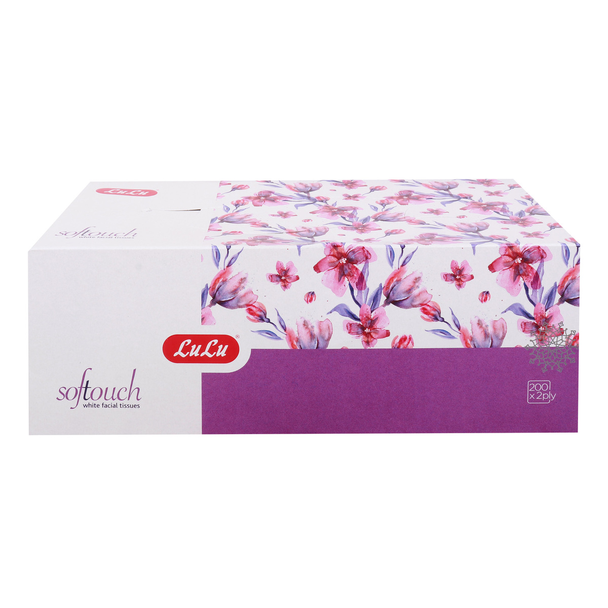 Lulu Softouch White Facial Tissue Pink 200'S 2 Ply