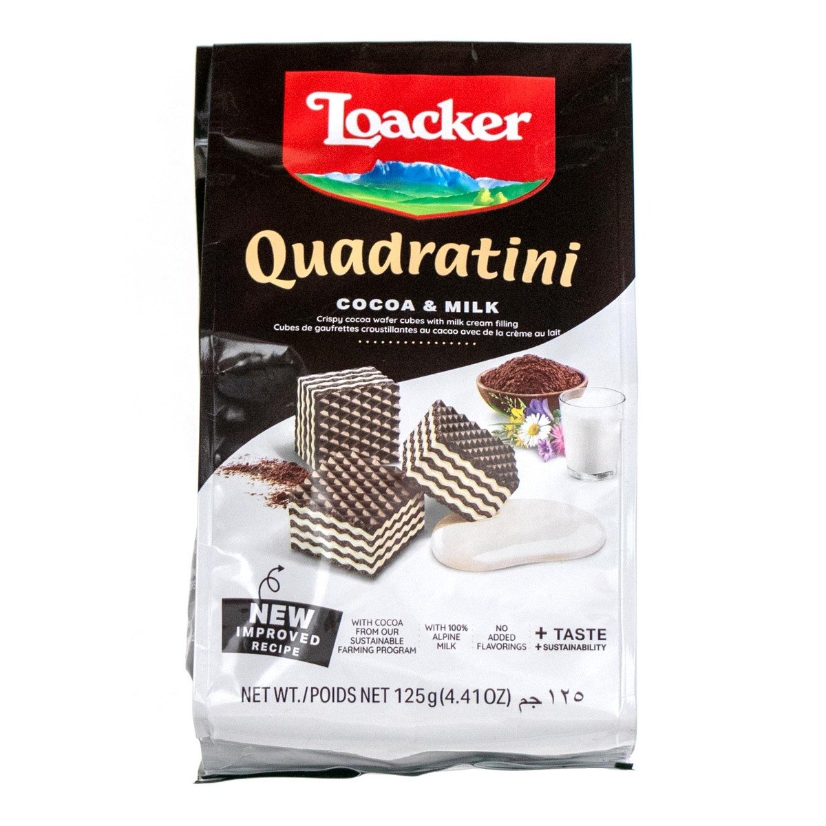 Buy Loacker Quadratini Cocoa & Milk Wafer 125 g Online at Best Price | Wafer Biscuits | Lulu KSA in Saudi Arabia