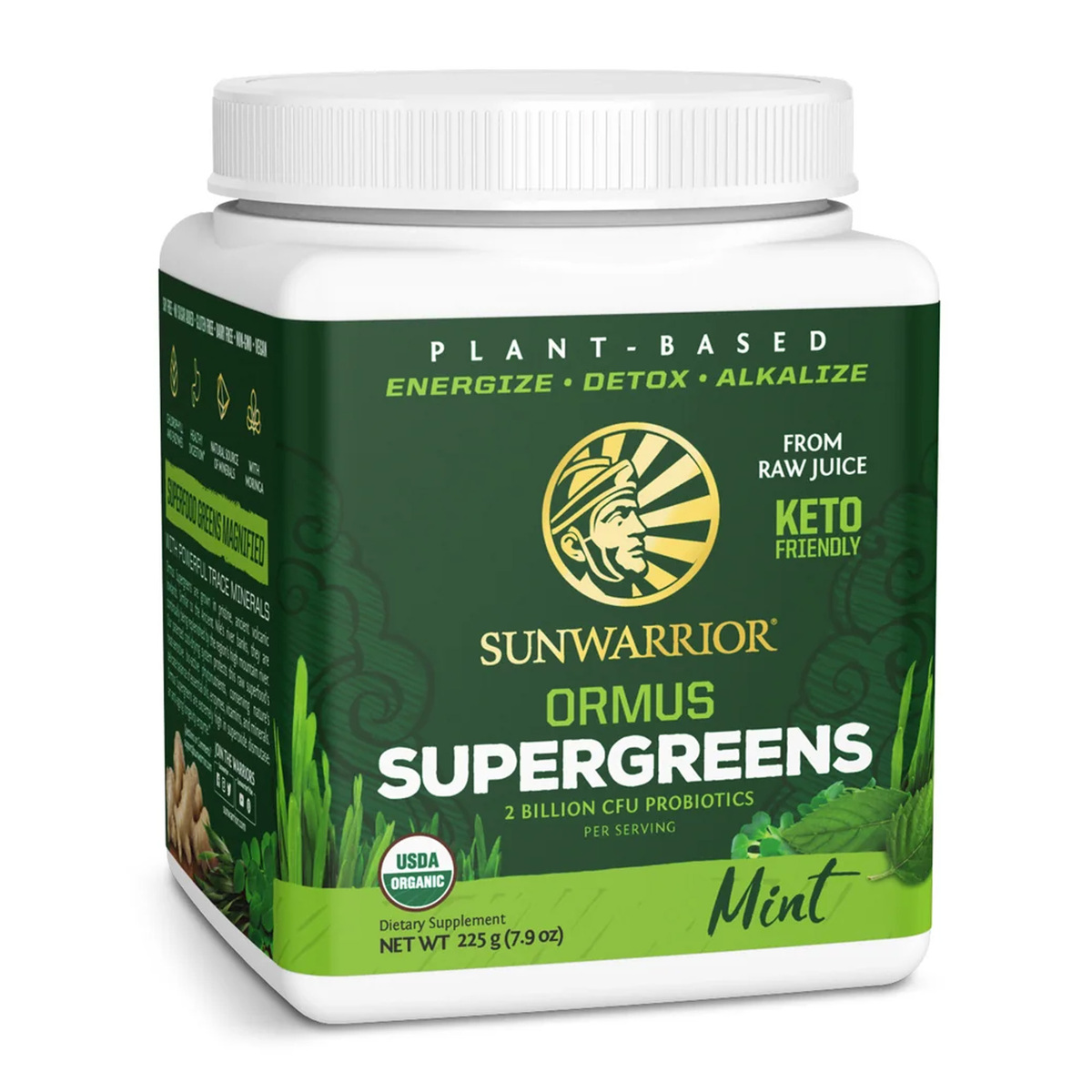 Sunwarrior Ormus Supergreens Mint Flavor Dietary Supplement, 225 g