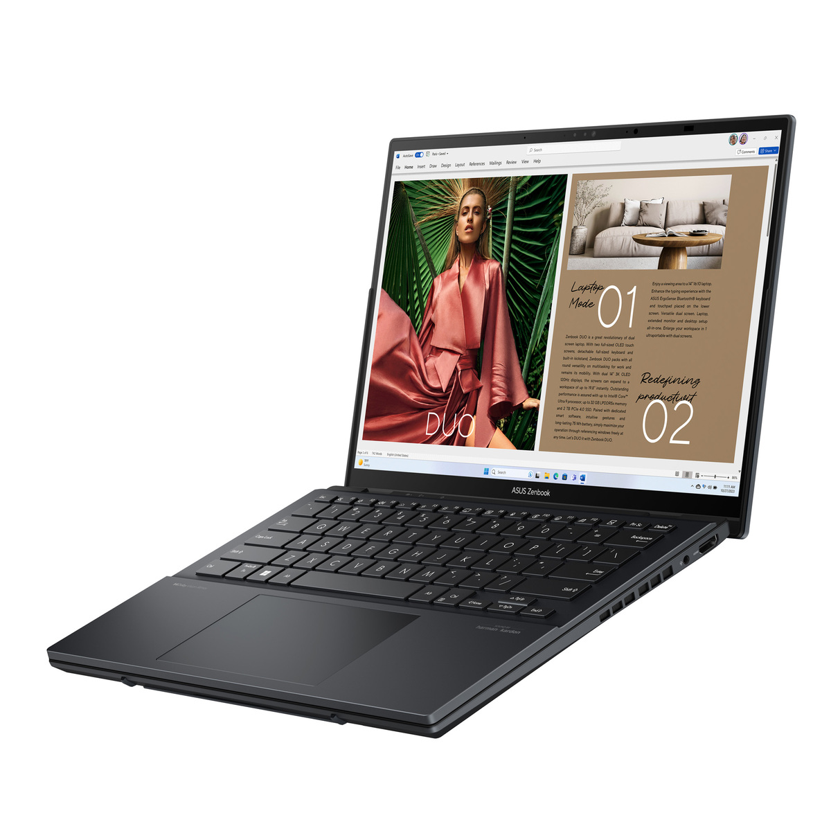 Asus Zenbook Duo 14" Laptop, OLED Display, Intel Core Ultra 7 Processor, 16 GB RAM, 1 TB SSD, Windows 11 Home, Inkwell Gray, UX8406MA-OLEDI7IG