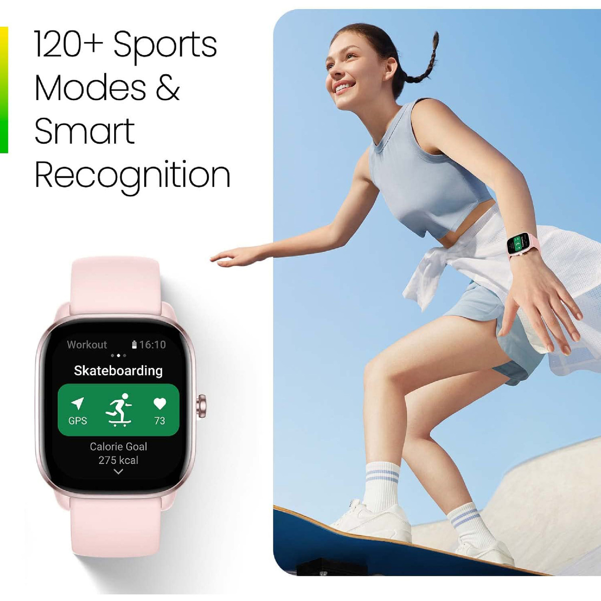 أمازفيت جي تي اس 4 ميني ساعة ذكية للنساء والرجال، أليكسا مدمج، ، GPS ، جهاز تتبع اللياقة البدنية مع 120+ وضع رياضي، بطارية تدوم 15 يومًا، مراقب الأكسجين في الدم معدل ضربات القلب، متوافق هاتف أندرويد مع آيفون - وردي