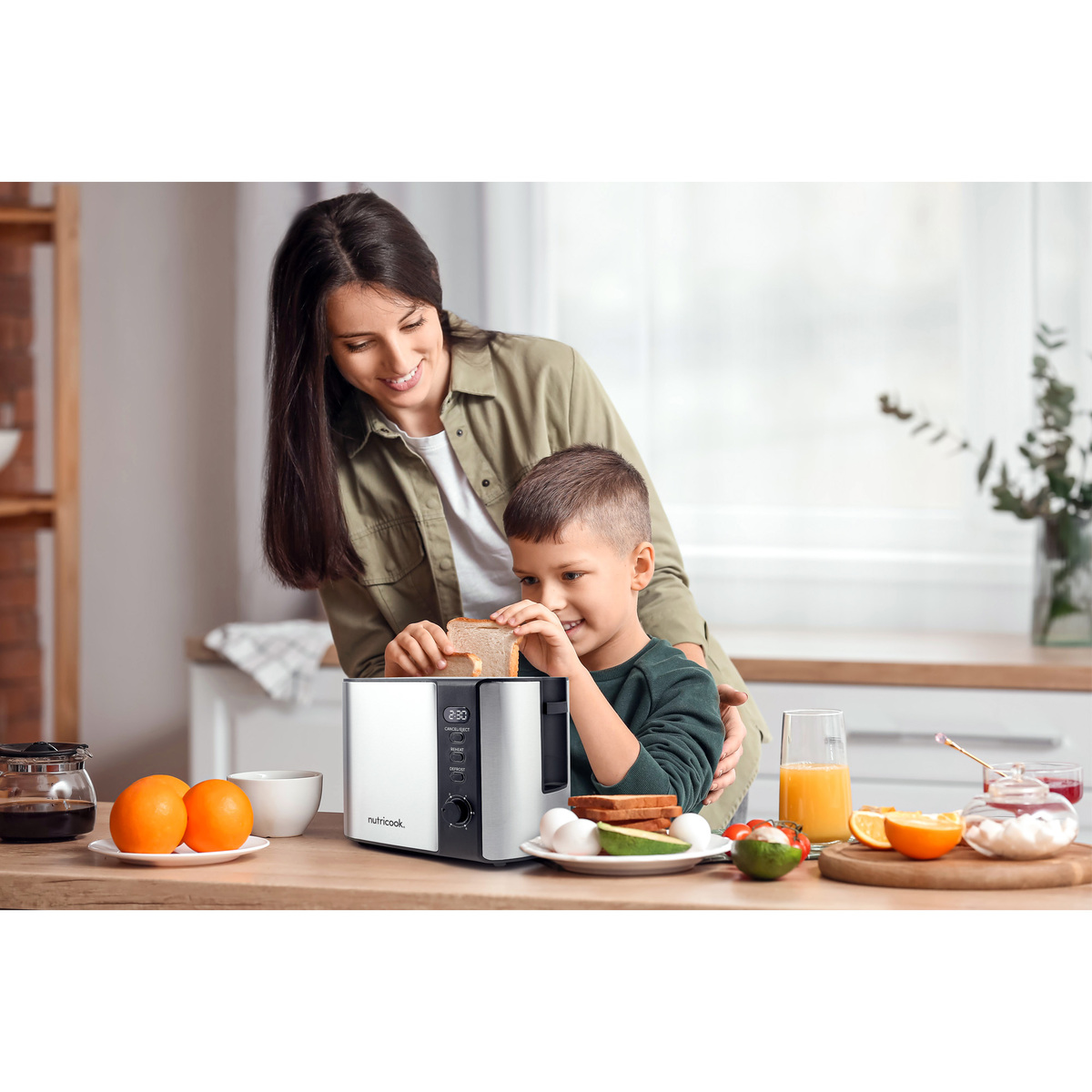 Nutricook 2 Slice Digital Toaster, 800 W, Stainless Steel, NC-T102S