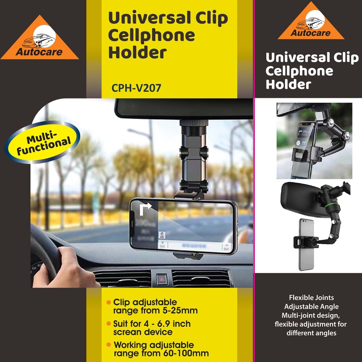 Auto Care Universal Clip Mobile Holder, Black, CPH-V207