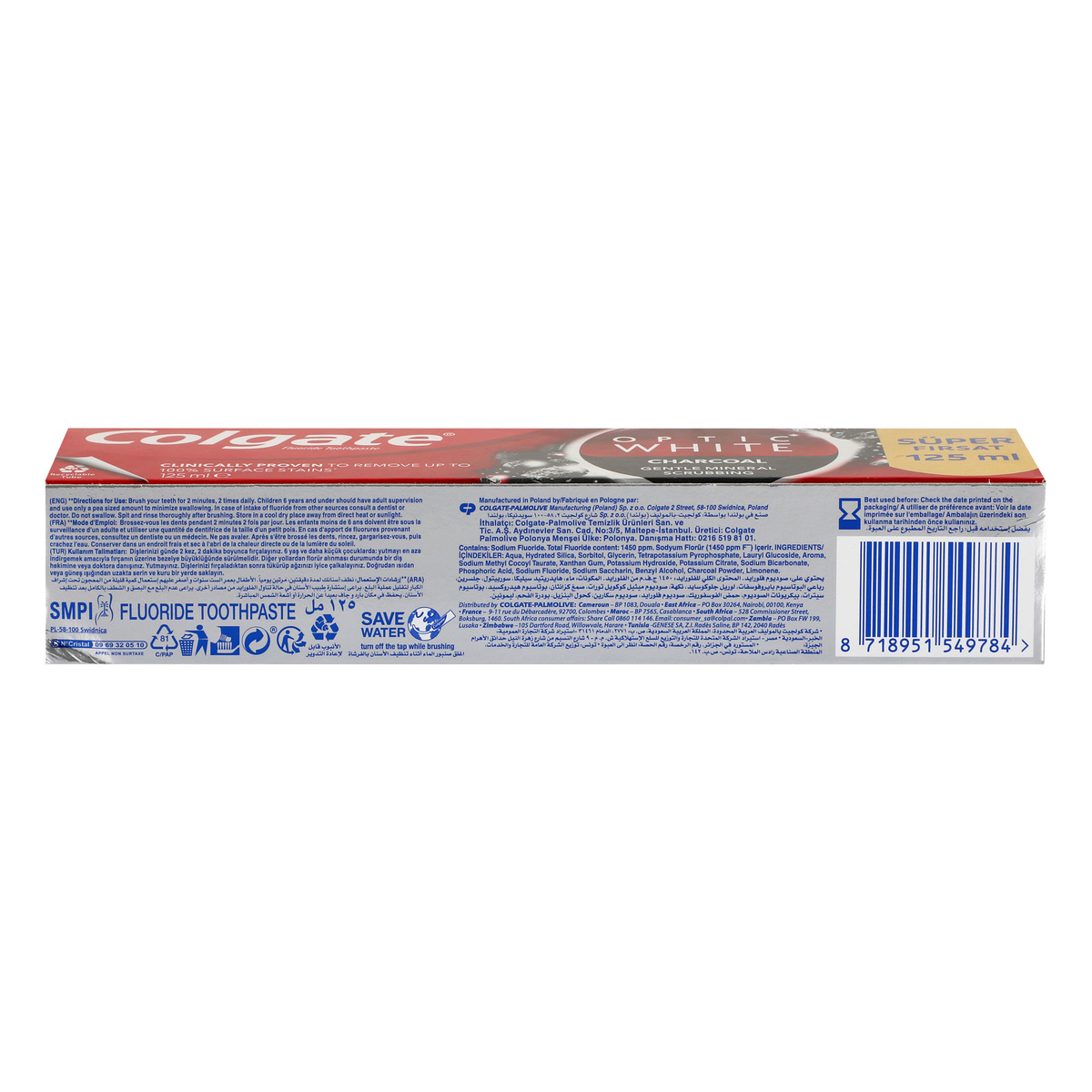 Colgate Fluoride Toothpaste, Optic White Charcoal, 125 ml