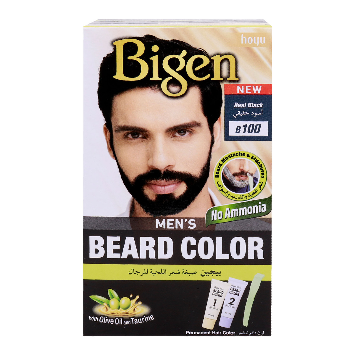 Bigen Men’s Beard Colour with Olive Oil and Taurine, Real Black, 1 pkt