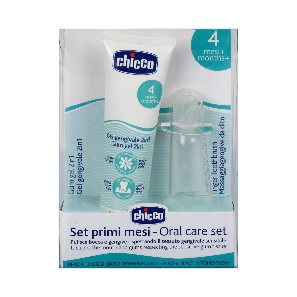 Chicco Oral Care Set 4 Months+ Including Gum Gel 2 In 1 + Finger Toothbrush