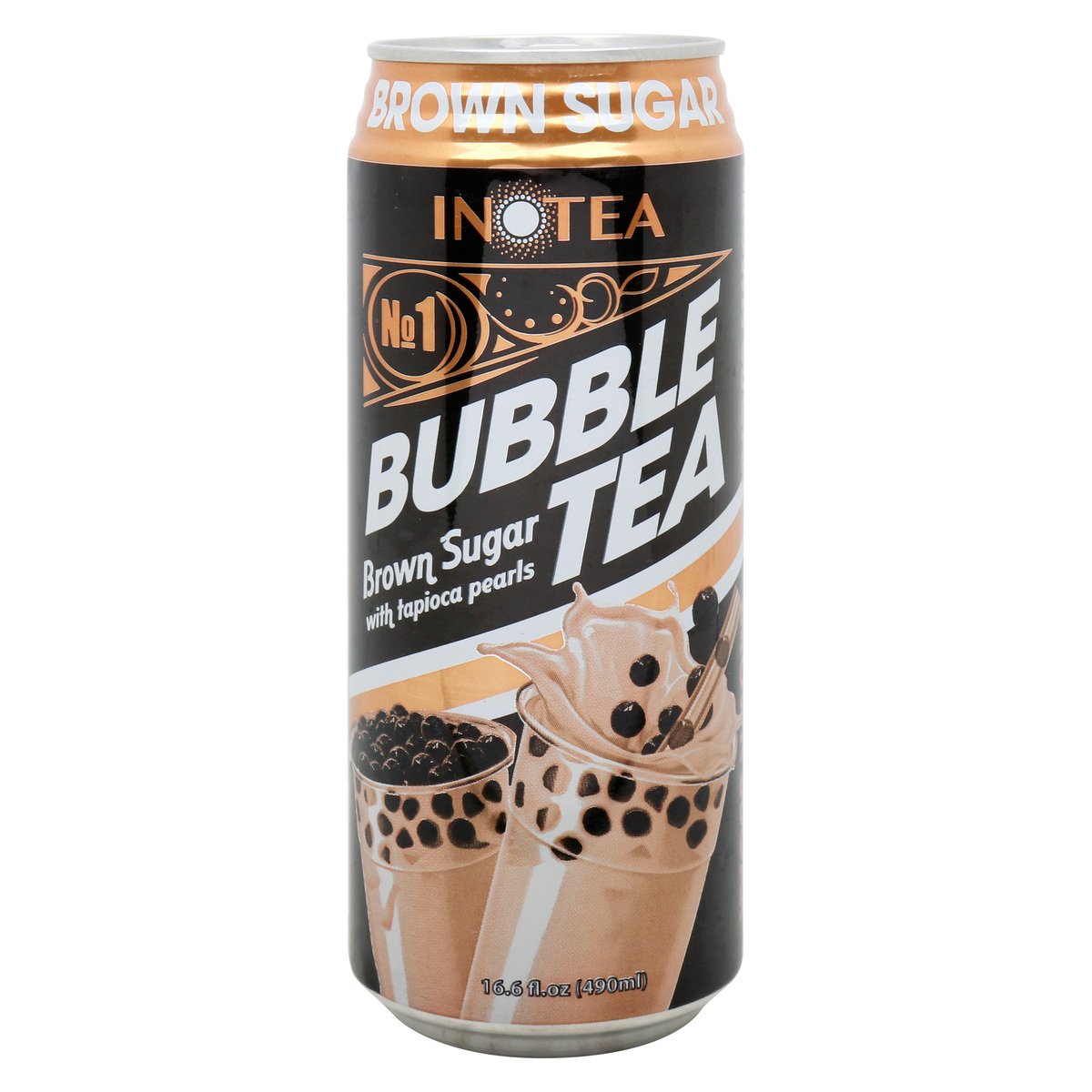 Inotea Bubble Brown Sugar Tea with Tapioca Pearls, 490 ml