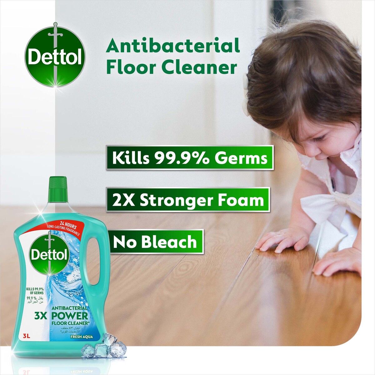 Dettol Antibacterial Power Floor Cleaner Aqua 3 Litres + 1 Litre
