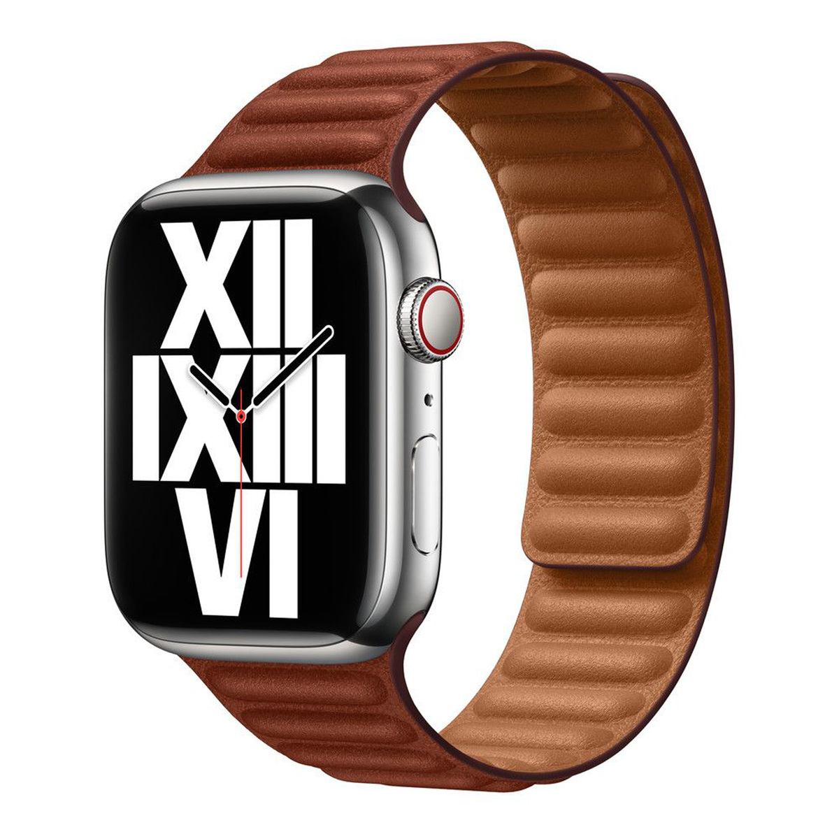 Apple Watch 45 mm Leather Link - S/M (Band fits 140–180mm wrists), Umber, MP853ZE/A