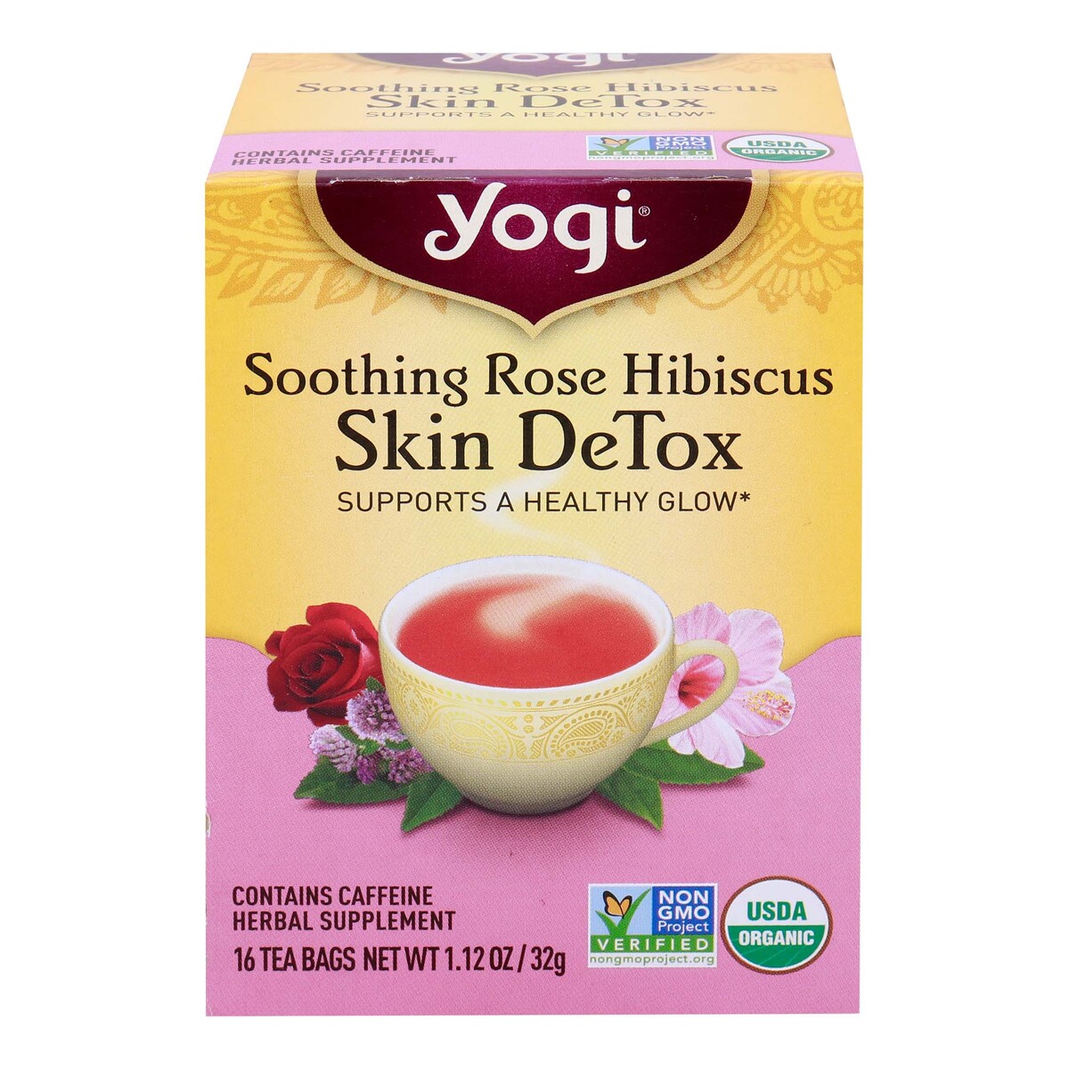 Yogi Soothing Rose Hibiscus Skin Detox Tea 16 tea bags 32 g