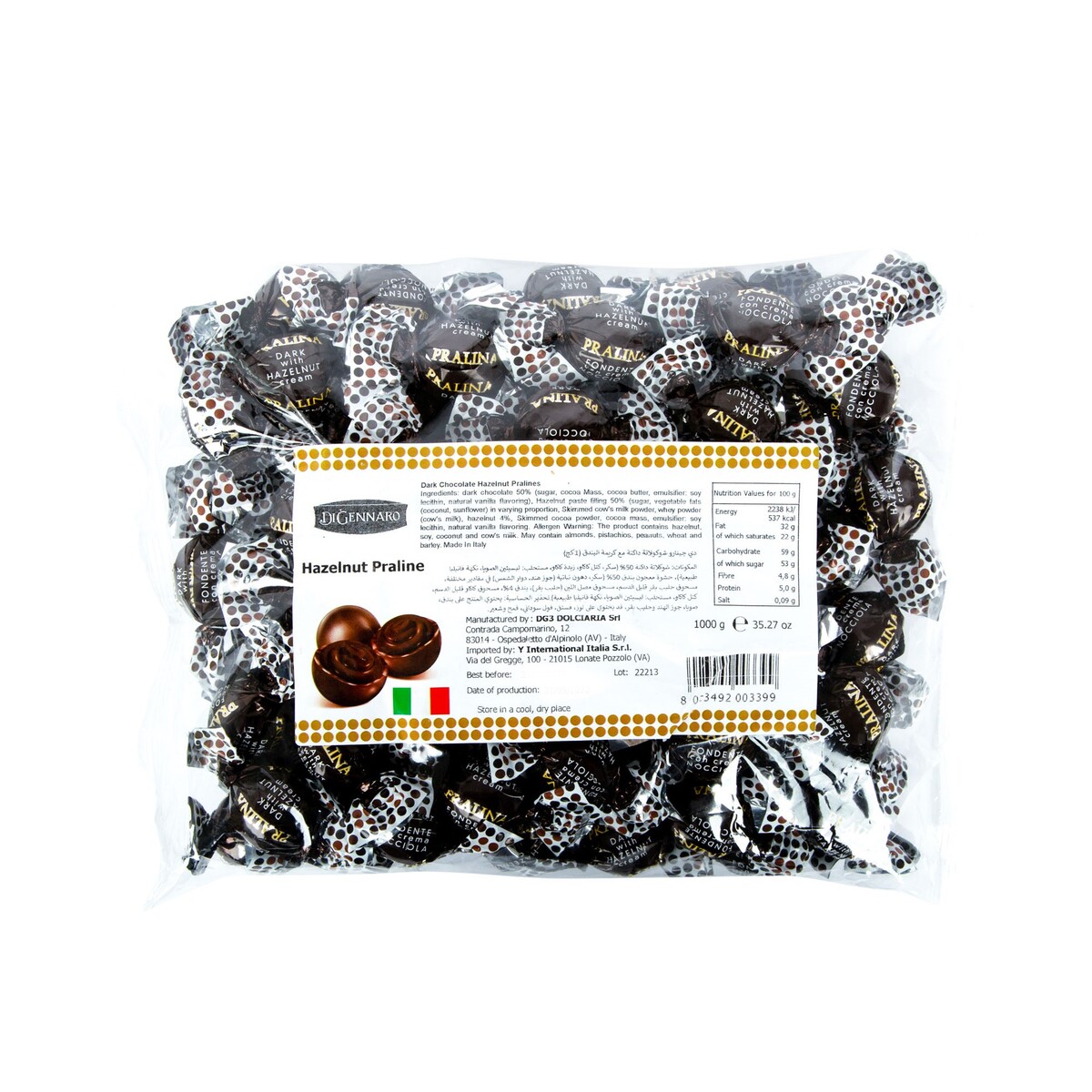 Di Gennaro Dark Chocolate Hazelnut Pralines 1 kg