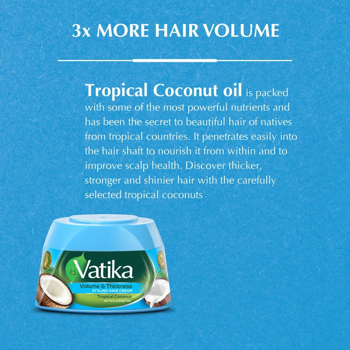 Vatika Volume & Thickness Styling Hair Cream Tropical Coconut 210 ml