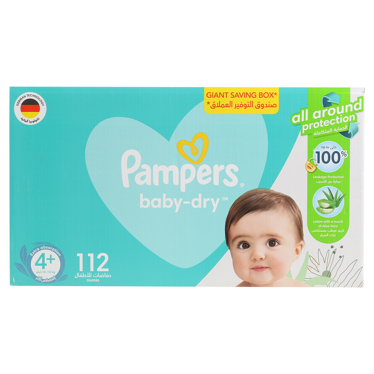 Pampers Baby Dry Diaper Size 4+ 10-15 kg Mega Box Value Pack 112 pcs