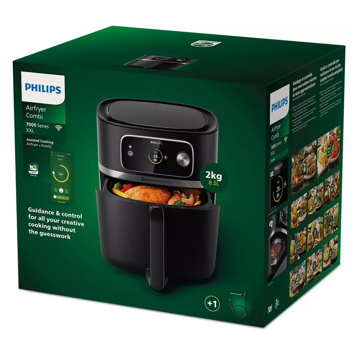 Philips Air Fryer Combi XXL Connected, 7000 Series, 8.3 L, 2200 W, Black, HD9880/92