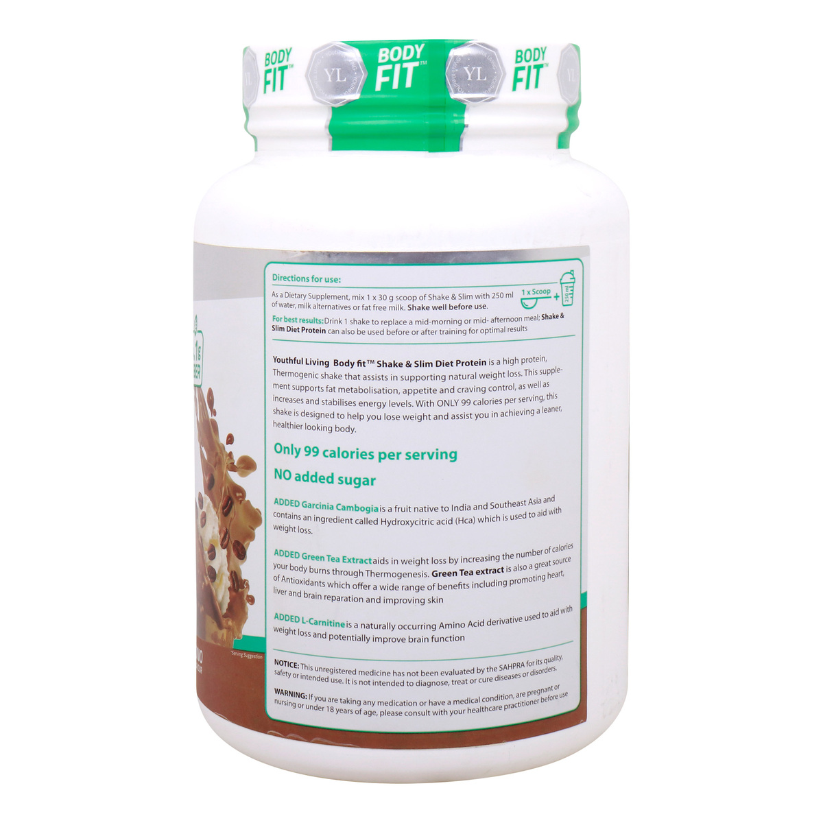 Youthful Living Body Fit Shake & Slim Diet Protein Cappuccino Flavour 600 g