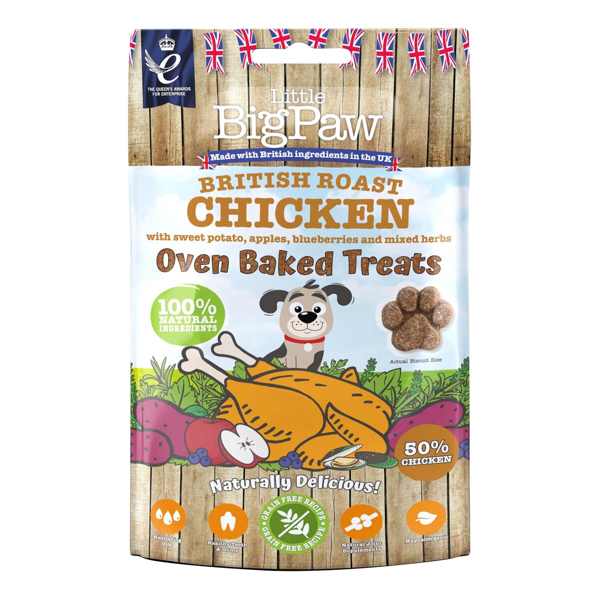 Little BigPaw British Roast Chicken Oven Baked Treats for Dogs, 130 g