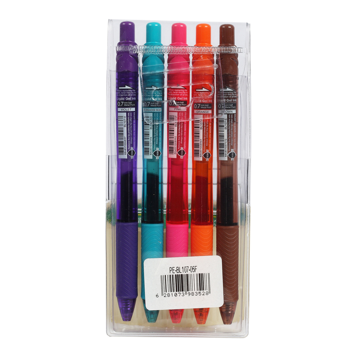 بنتل إنيرجيل-إكس قلم حبر جاف معدني برأس 0.7 مم 5 قطع متعددة الألوان