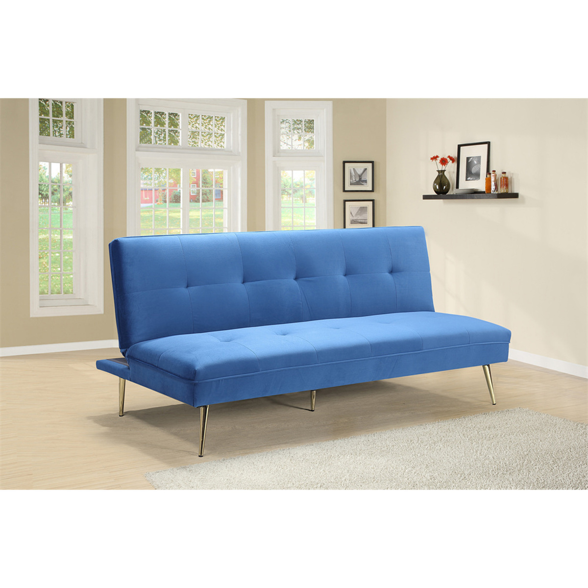 Maple Leaf Fabric Sofa Bed XL-1370 Blue