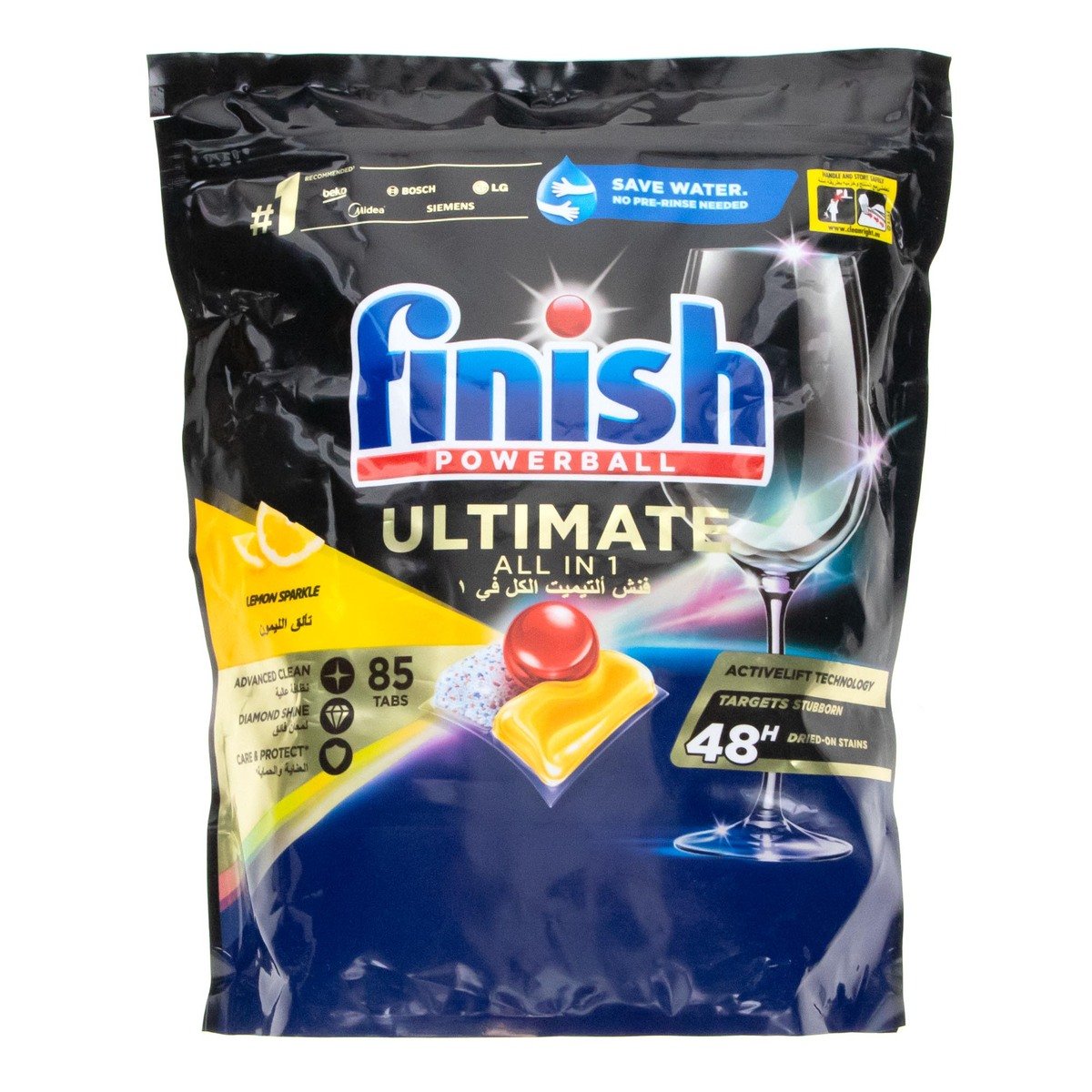 Buy Finish Lemon Sparkle All in 1 Powerball Ultimate 85 pcs Online at Best Price | Dishwasher Detergent | Lulu KSA in Saudi Arabia