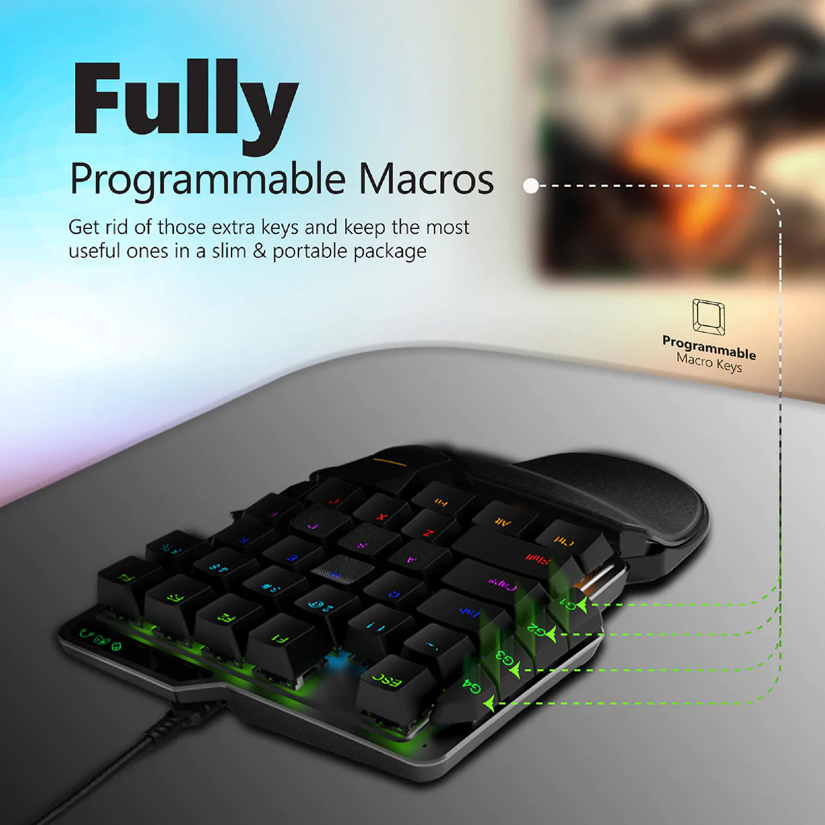 فيرتوكس كويك سترايك لوحة مفاتيح للألعاب بيد واحدة مع عصا تحكم كومبت