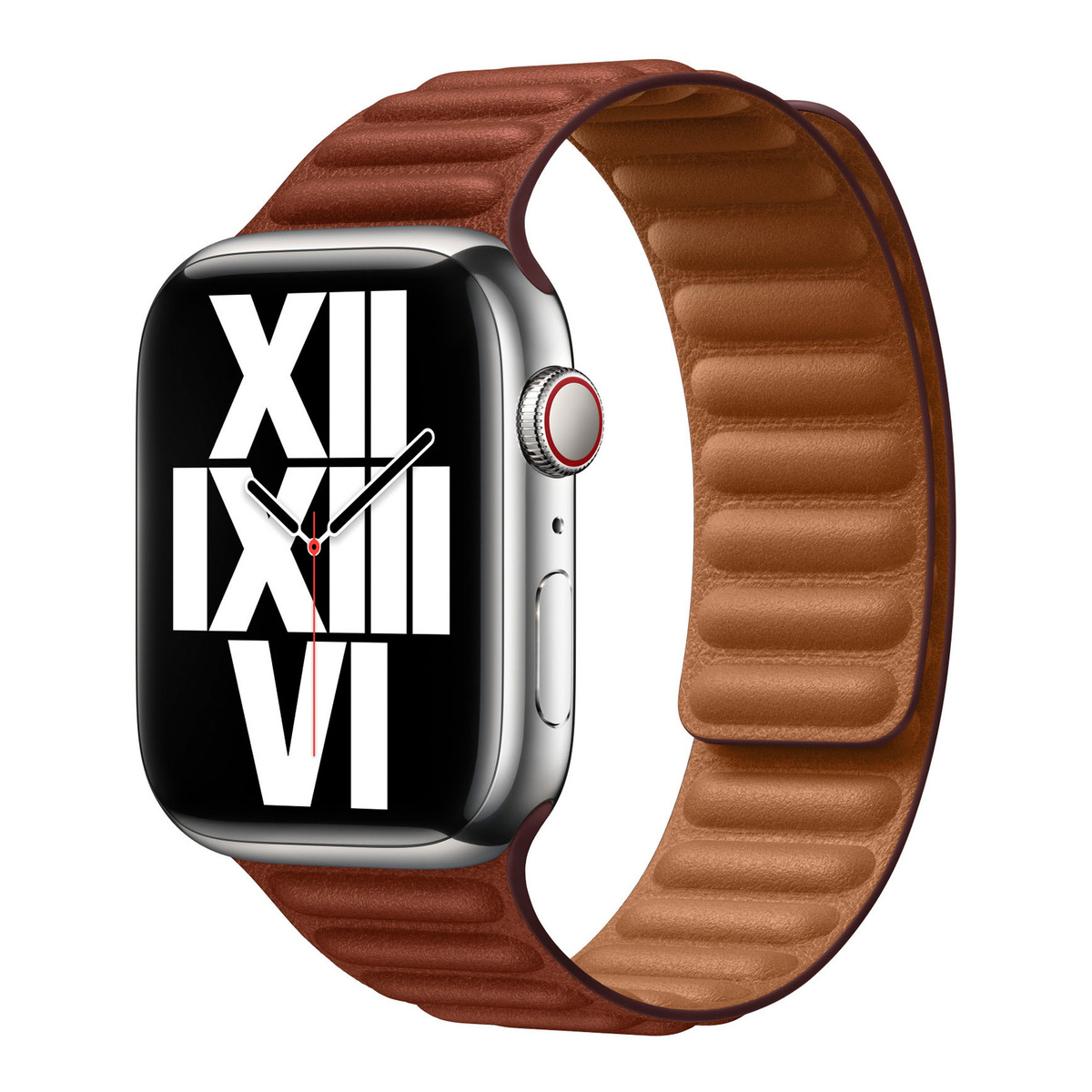 Apple Watch 45 mm Leather Link - M/L (Band fits 165–205mm wrists), Umber, MP863ZE/A