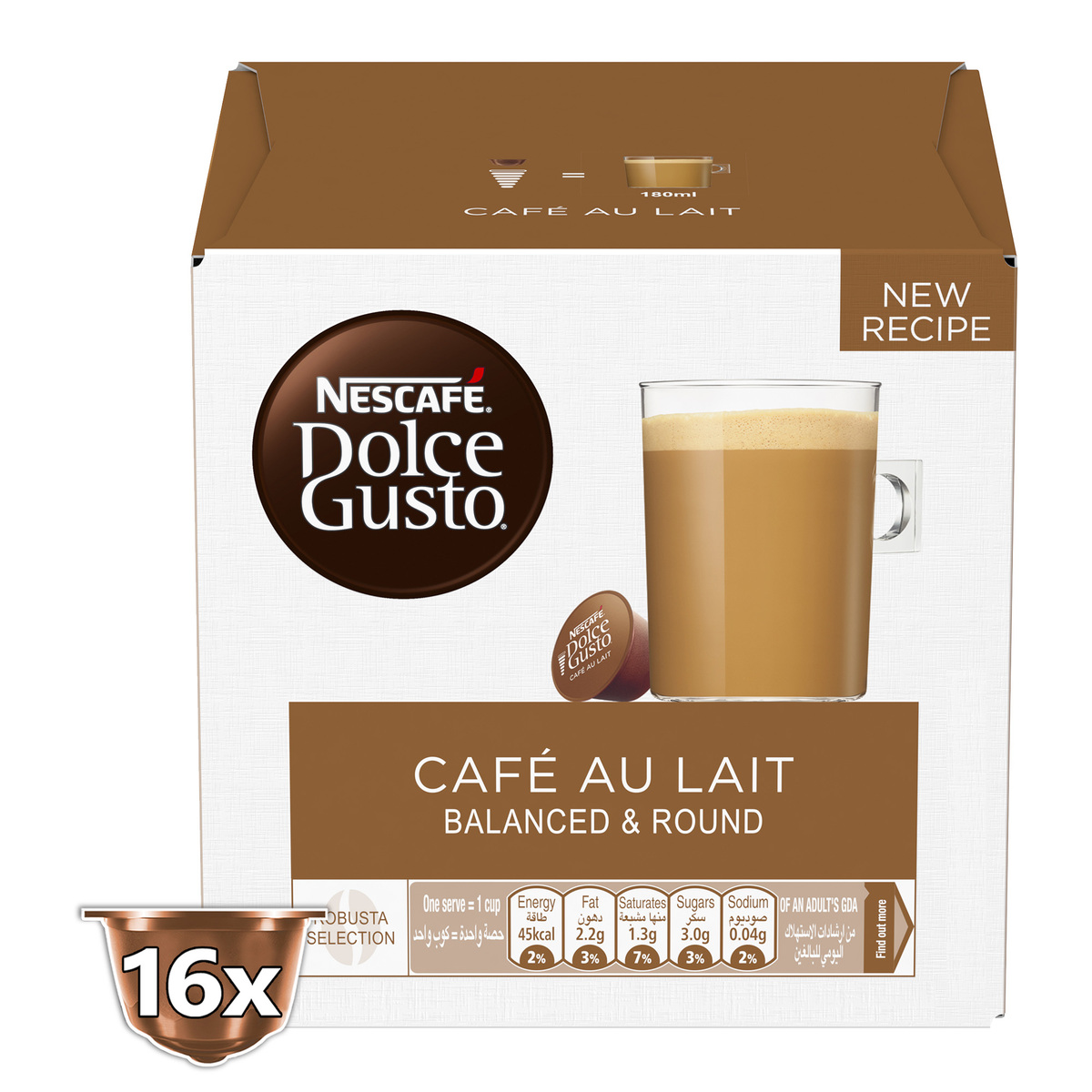 Nescafe Dolce Gusto Cafe Au Lait Capsules 16 Teabags