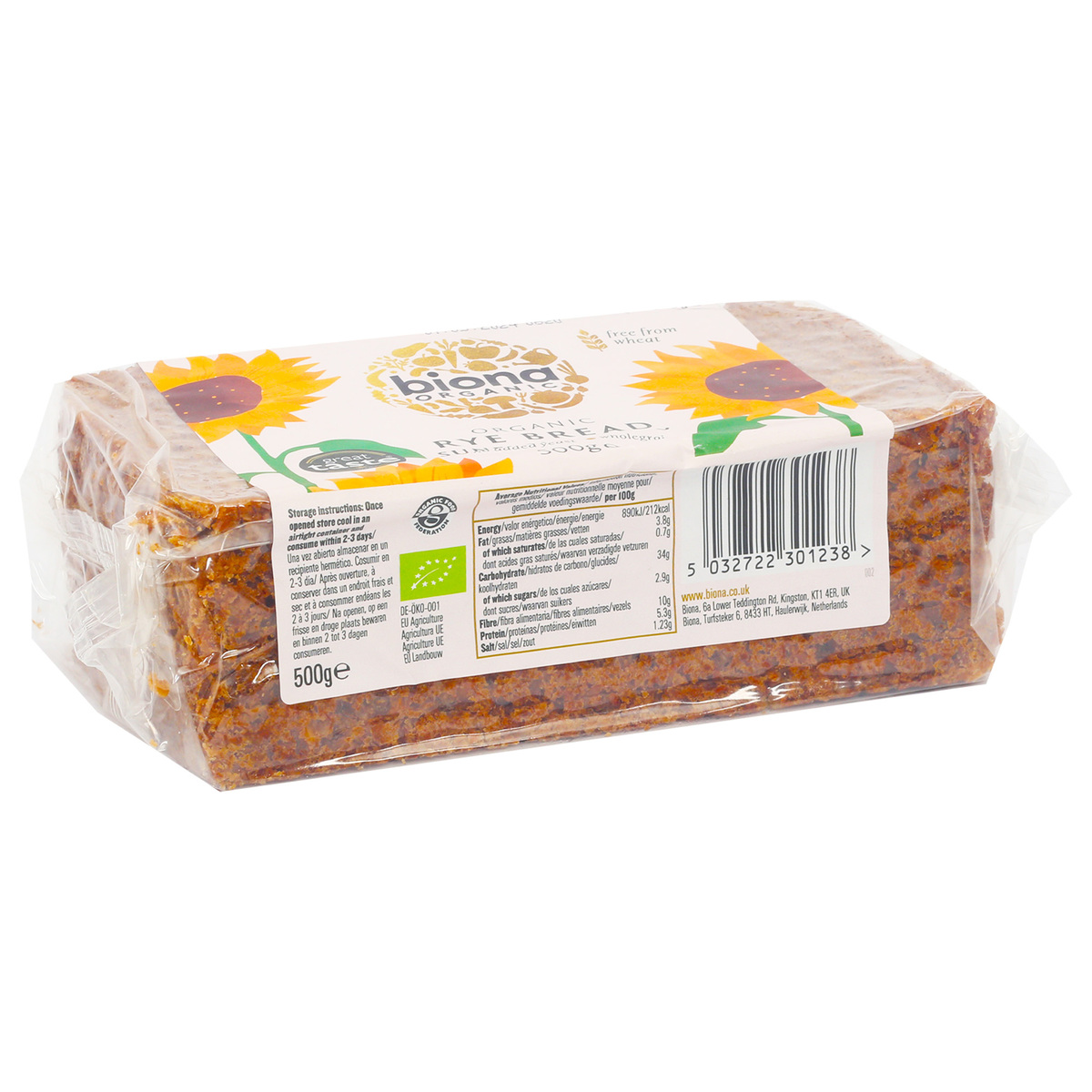 Biona Organic Sunflower Seed Rye Bread 500 g