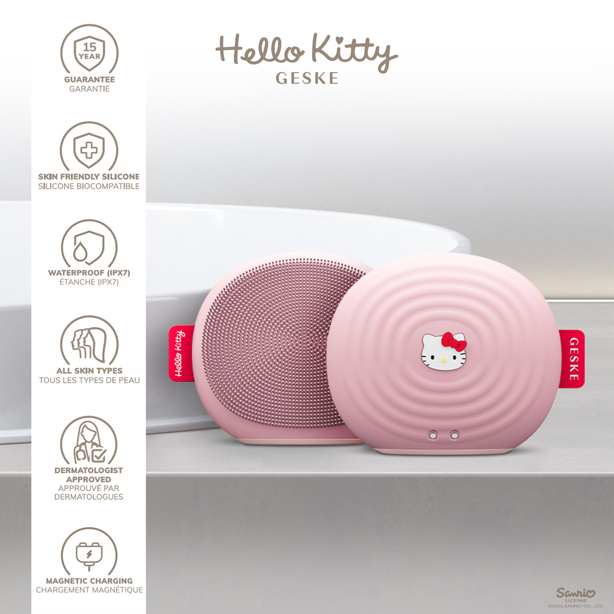 Geske 4 in 1 Hello Kitty Sonic Facial Brush, Pink, HK000011PI01