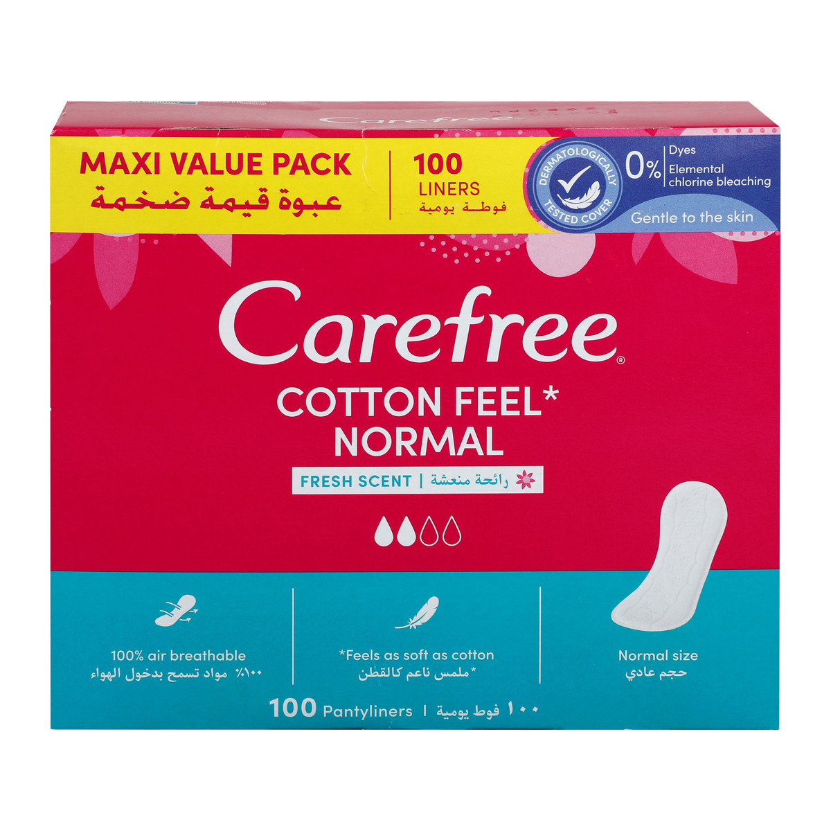 Carefree Cotton Feel With Fresh Scent Pantyliner 100 pcs