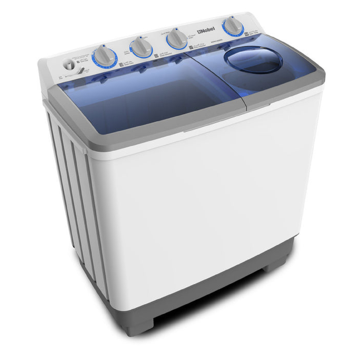 Nobel 14/6.5 Kg Twin Tub Semi Automatic Washer and Dryer, White, NWM1400RH
