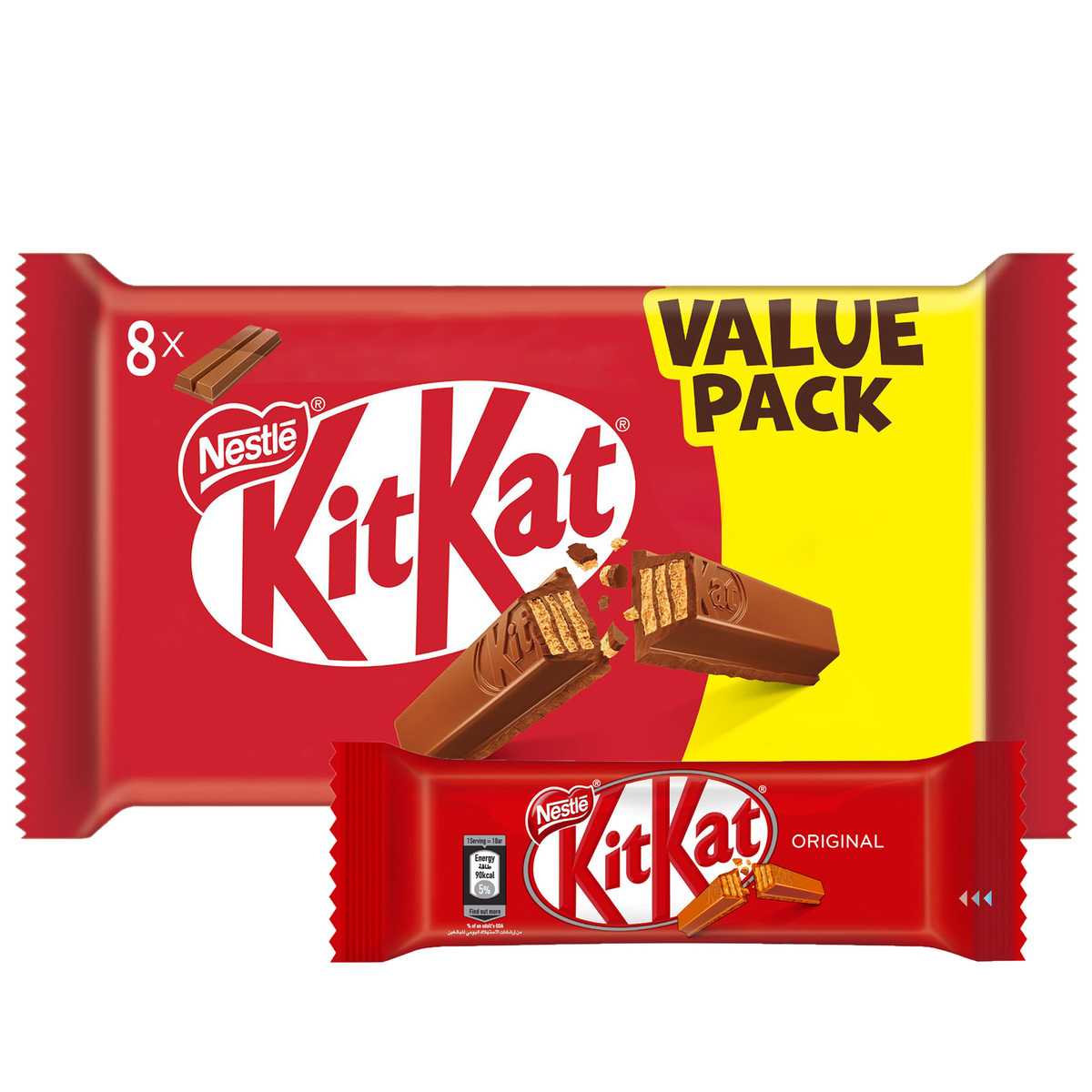 Buy Nestle KitKat 2 Finger Milk Chocolate Wafer Bar Value Pack 8 pcs Online at Best Price | Covrd Choco.Bars&Tab | Lulu KSA in Saudi Arabia