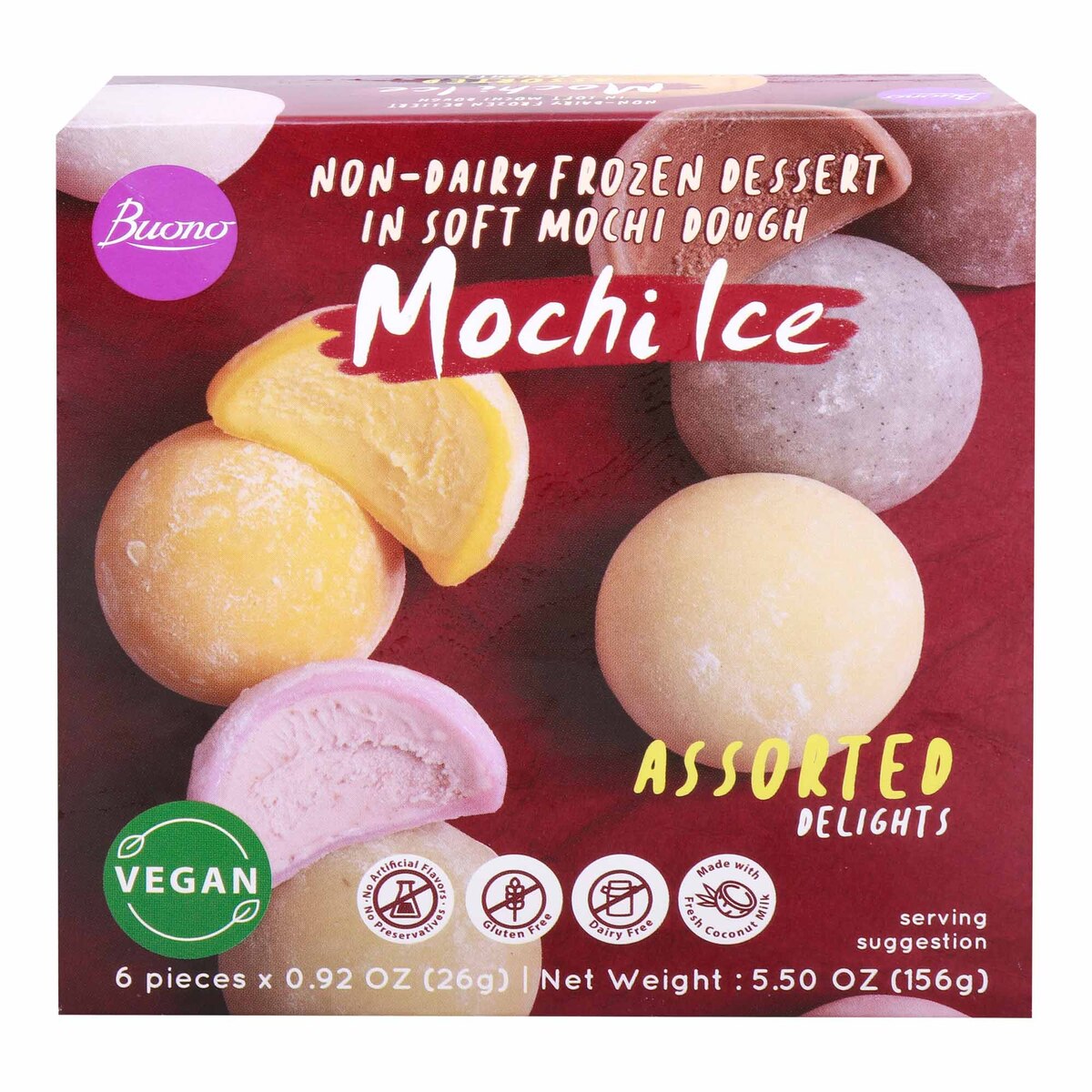 بونو موتشي حلوى مجمدة بدون منتجات ألبان, حلويات متنوعة, 156 جم