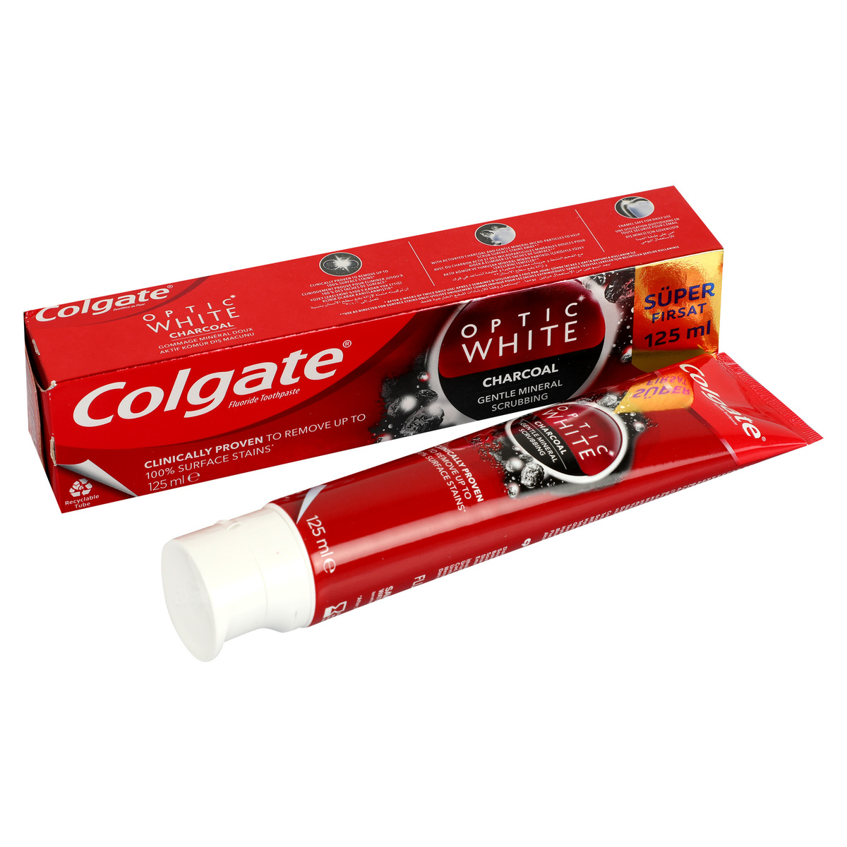 Colgate Fluoride Toothpaste, Optic White Charcoal, 125 ml