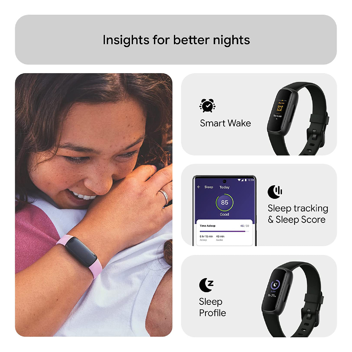 Fitbit Health & Fitness Tracker Inspire 3 424BKBK Midnight Zen / Black ...