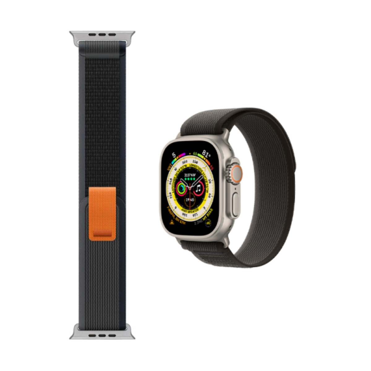 Wiwu Trail Loop Watch Band for iWatch, 42 to 49 mm, Black/Grey, STRAP193