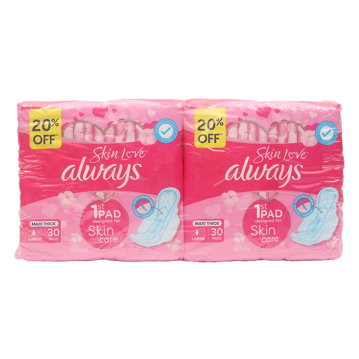 Always Skin Love Maxi Thick Large Sanitary Pads Value Pack 2 x 30 pcs  Online at Best Price, Sanpro Pads